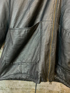 Vintage Hooded Leather Parka with Fur Lining