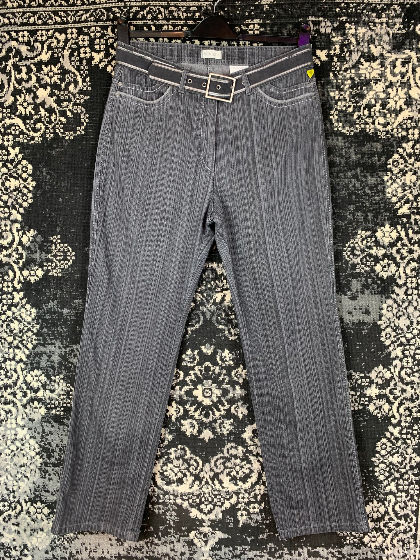 Bonita Y2K Style Gray Striped Pants for Women