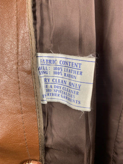 Vintage Leather Fur Collar Coat