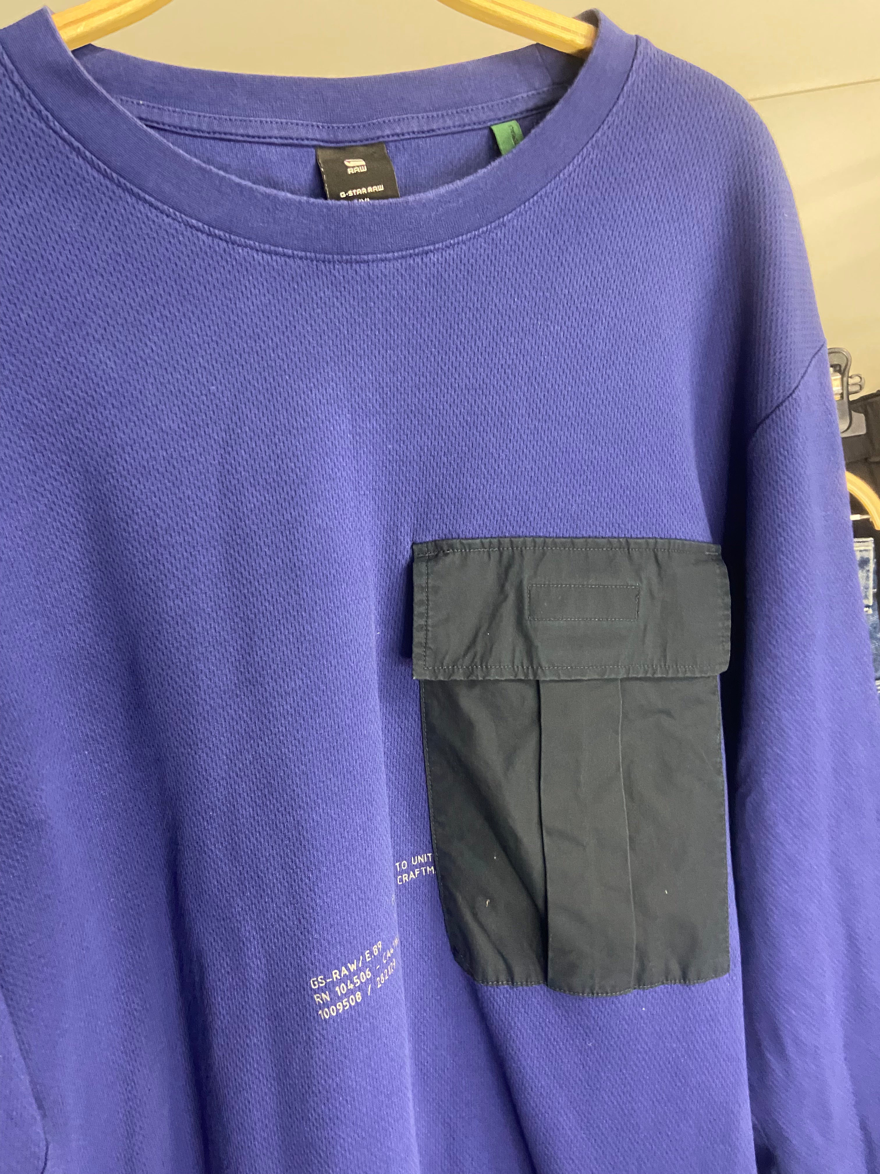 G-Star Long Sleeve Sweater Violet Cargo Pocket Mens XXL