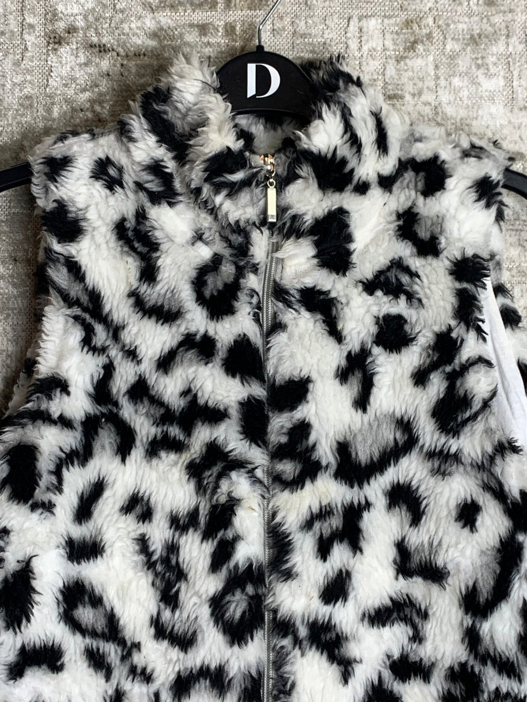 Leopard Print Faux Fur Zip Vest