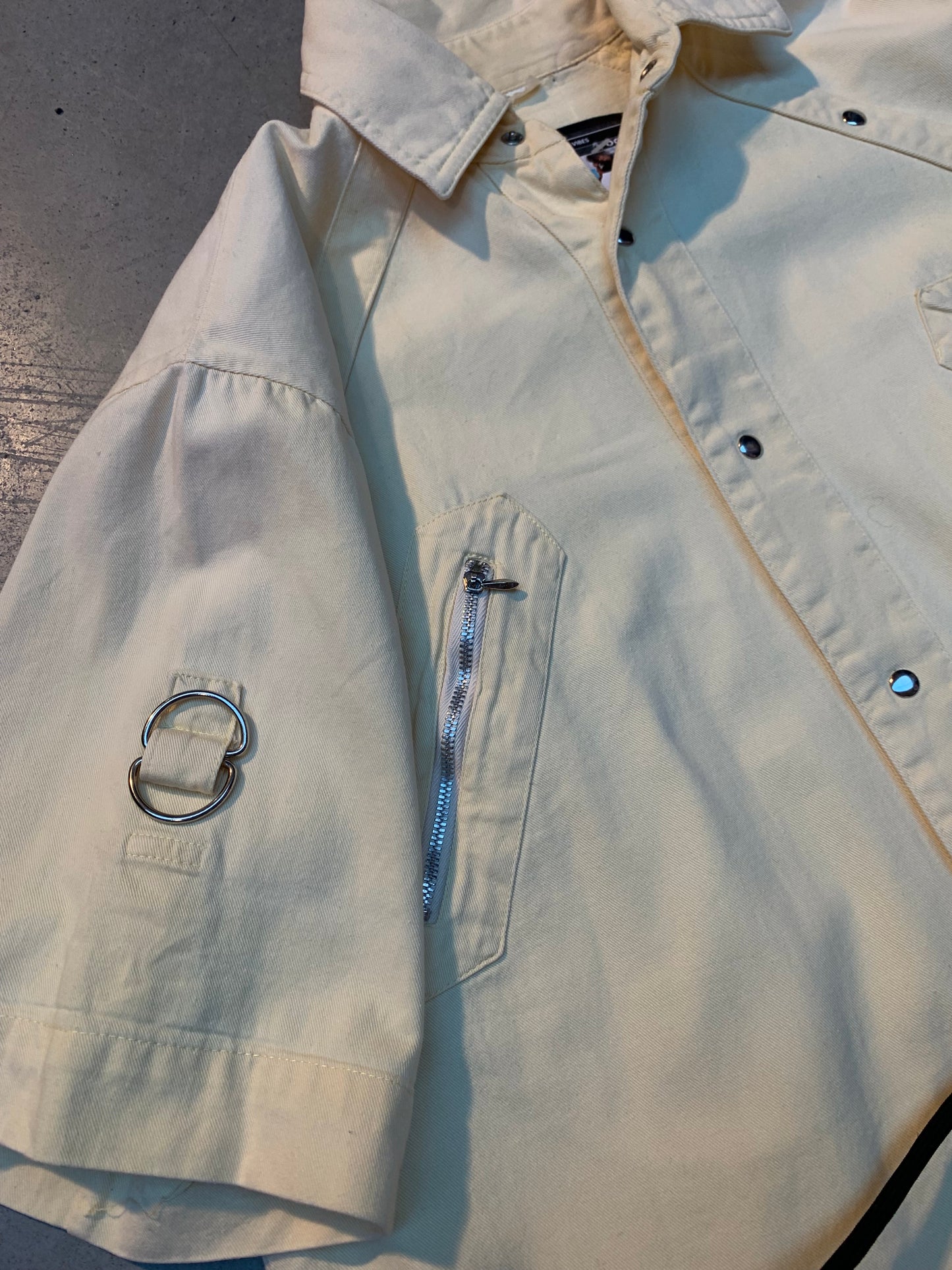 Y2K Light Yellow Short Sleeve Button-Up Shirt