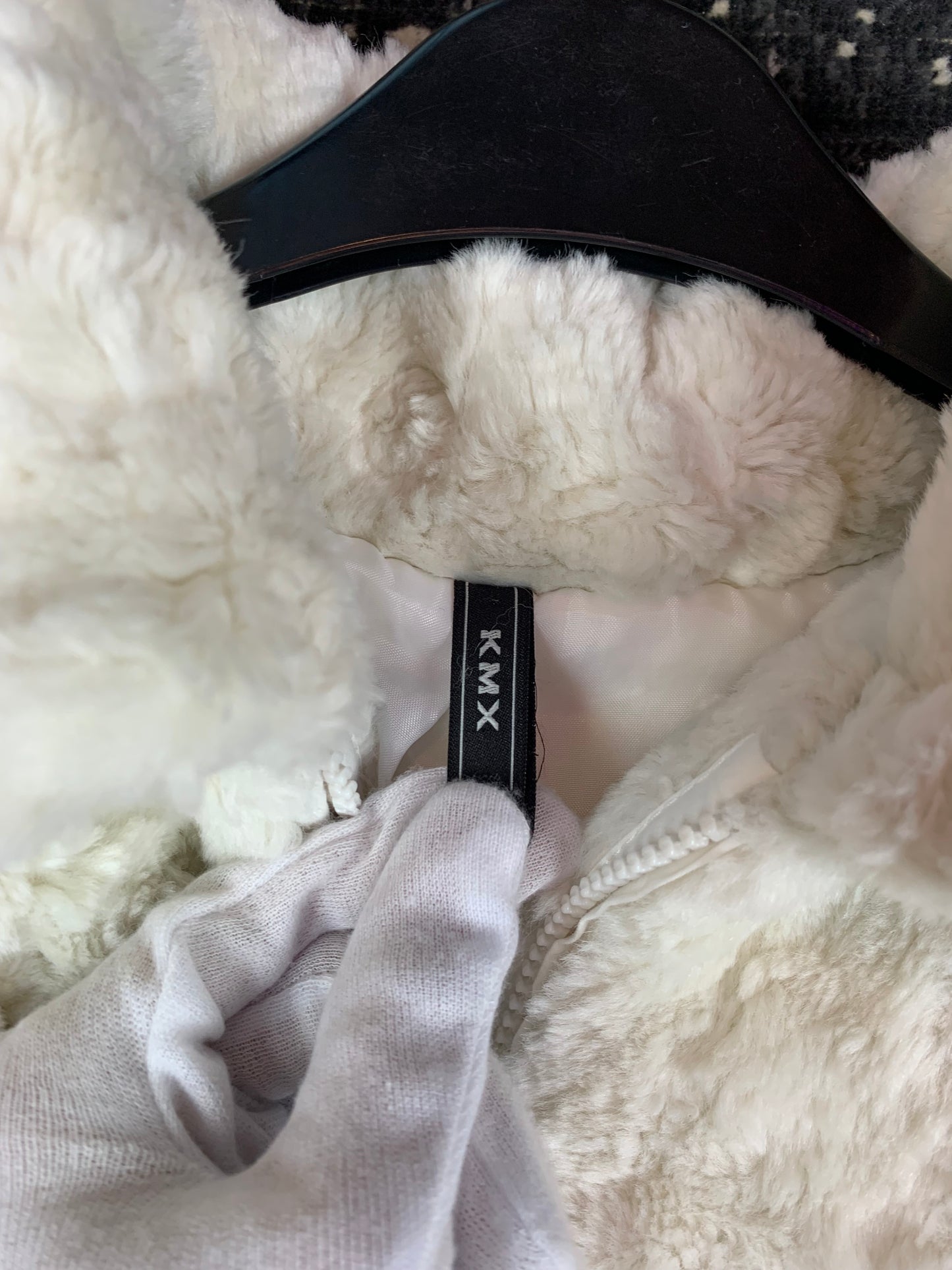 Womens White Faux Fur Zip Up Jacket