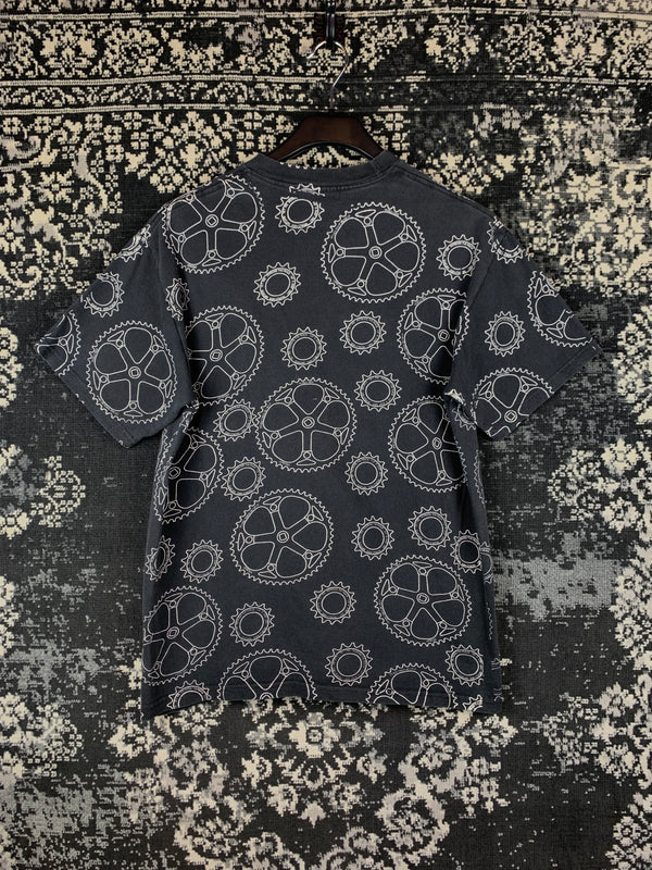 Mens Vintage Stüssy All Over Gear Print T Shirt