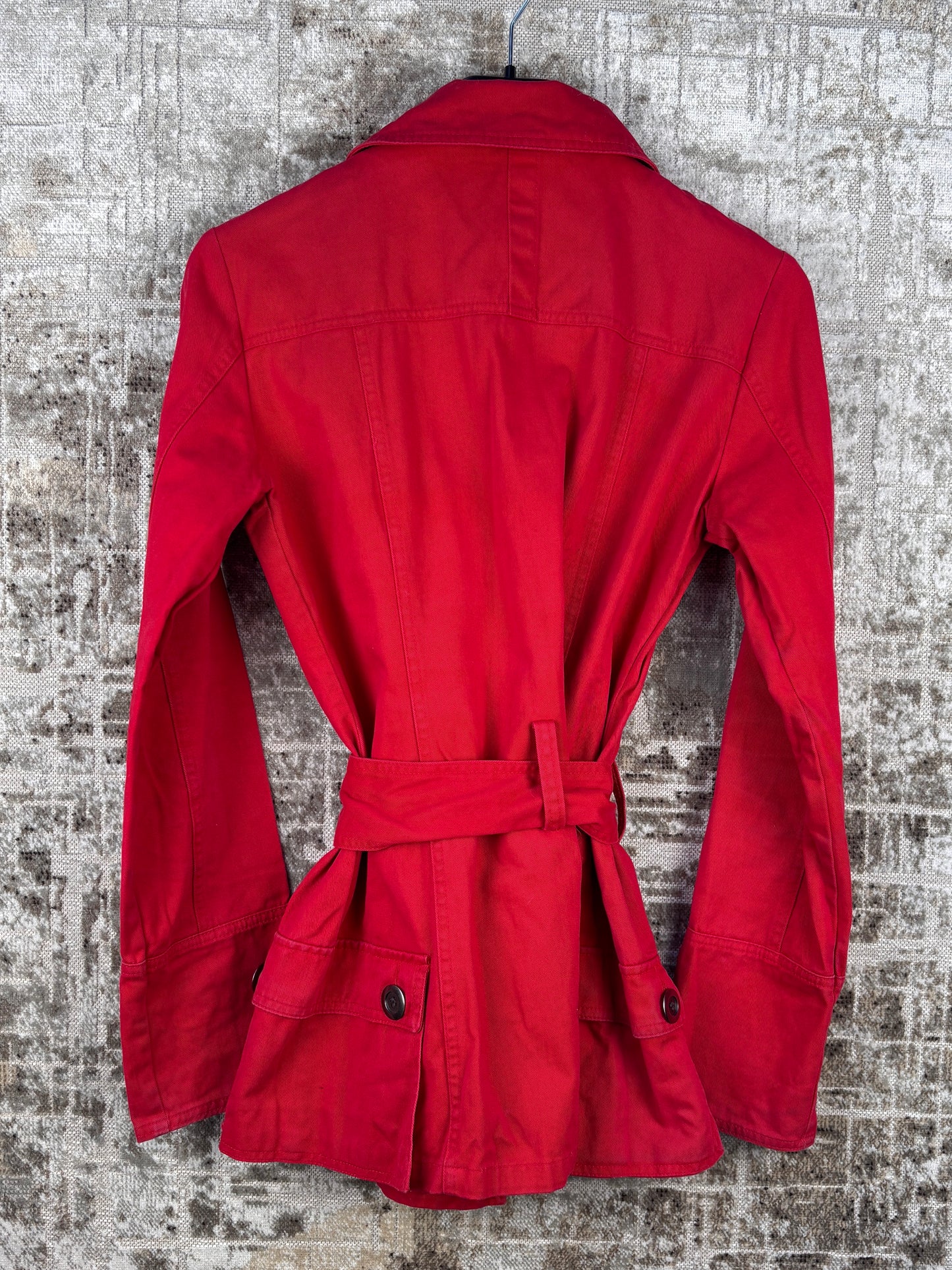 Womens ONLY Red Belted Button Up Jacket