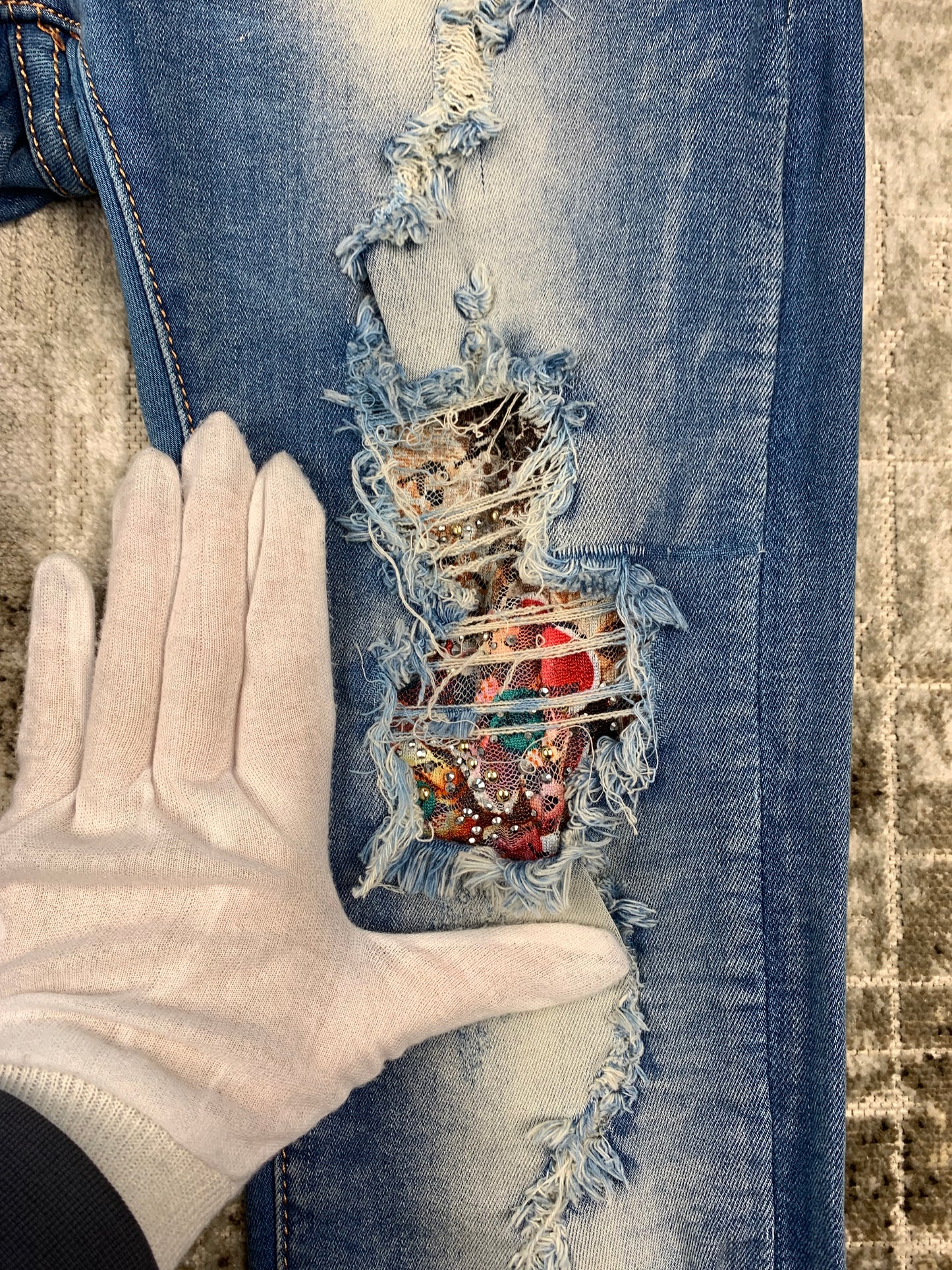 Womens Low Waist Ripped Skinny Jeans