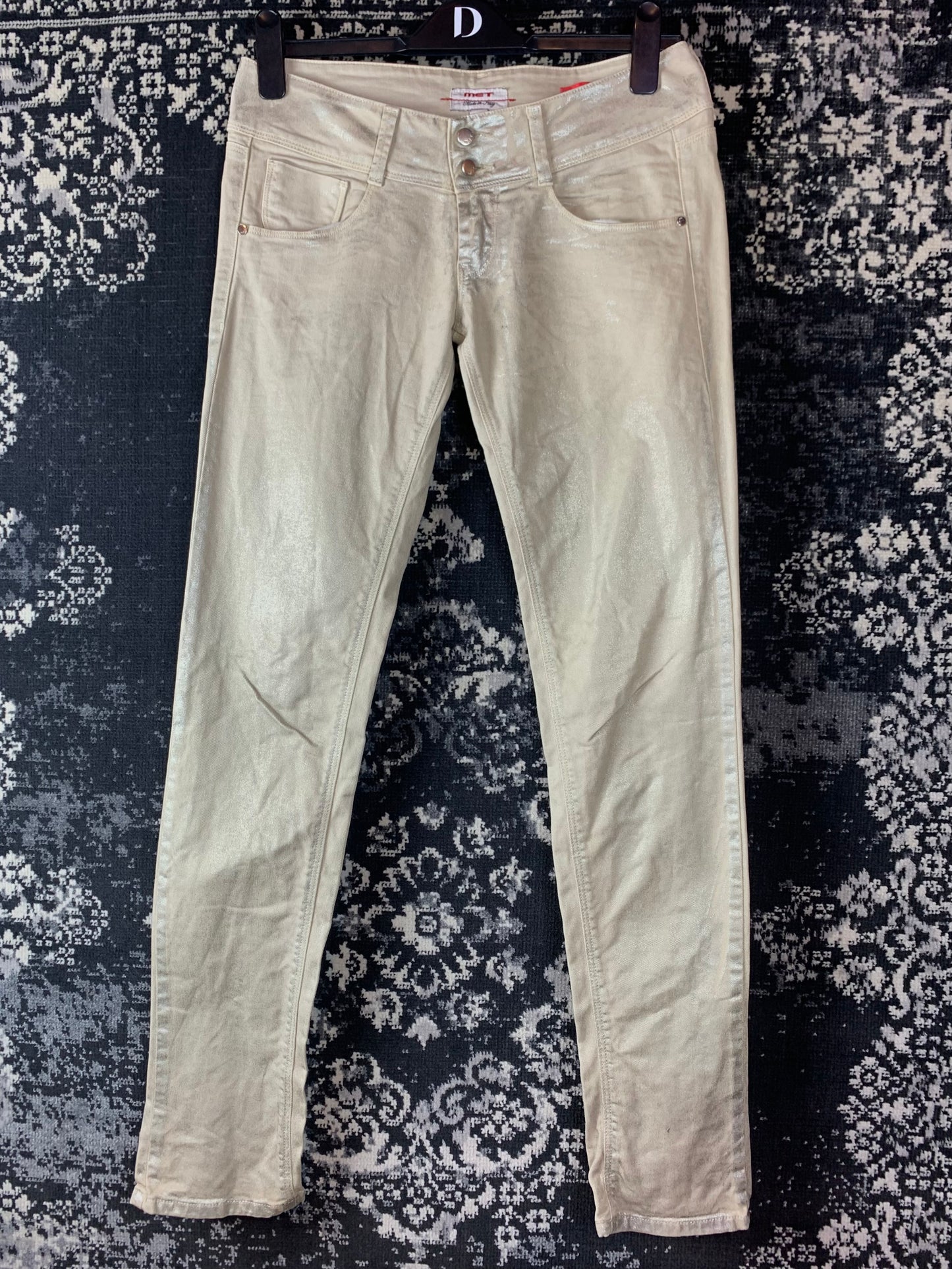 Y2K Women's Angel Style Skinny Fit Creamy Shimmery Jeans