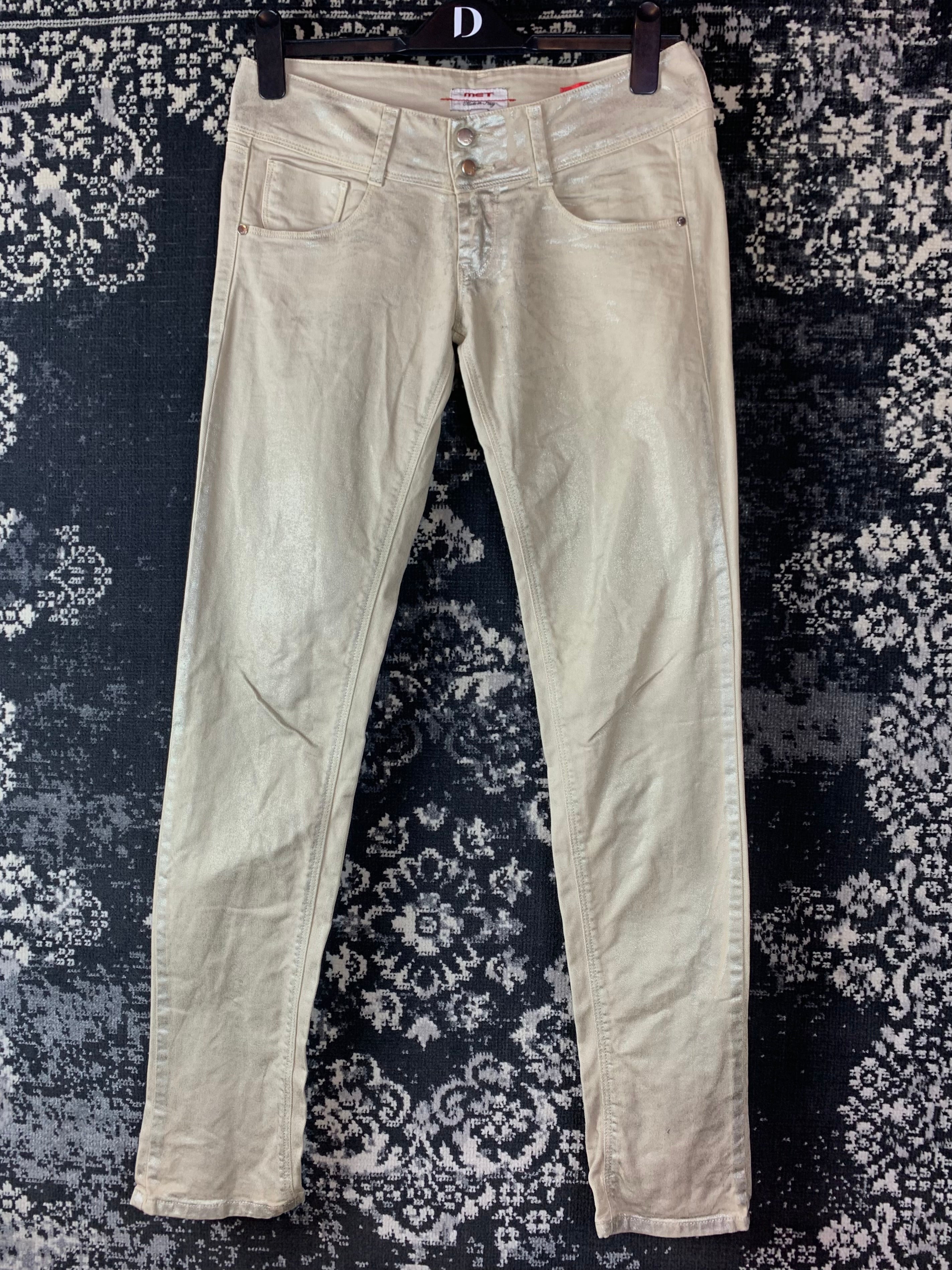 Y2K Women's Angel Style Skinny Fit Creamy Shimmery Jeans