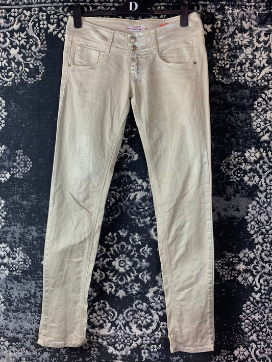 Y2K Women's Angel Style Skinny Fit Creamy Shimmery Jeans