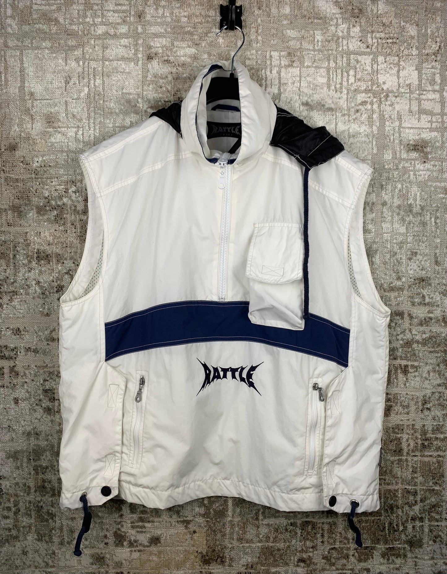 Men's Y2K Battle Snake White Blue Windbreaker Vest