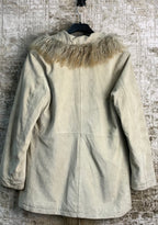 Dream Time Y2K Mongolian Fur Trim Suede Coat