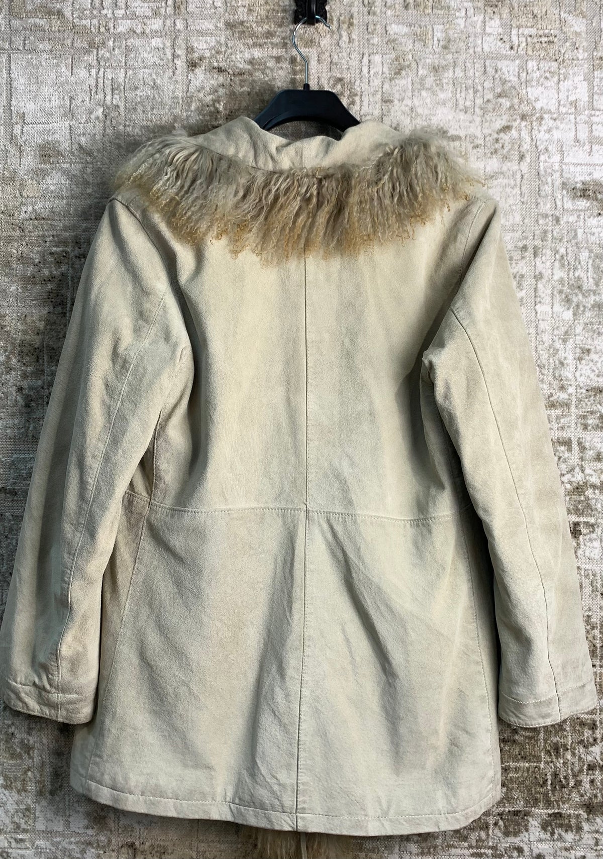 Dream Time Y2K Mongolian Fur Trim Suede Coat