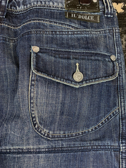 Y2K Vintage Il' Dolce Distressed Blue Mini Denim Skirt