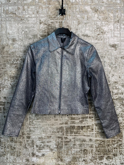 Womens Vintage Silver Metallic Snakeskin Jacket