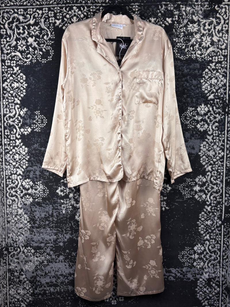 Women's Silky Beige Pajama Set