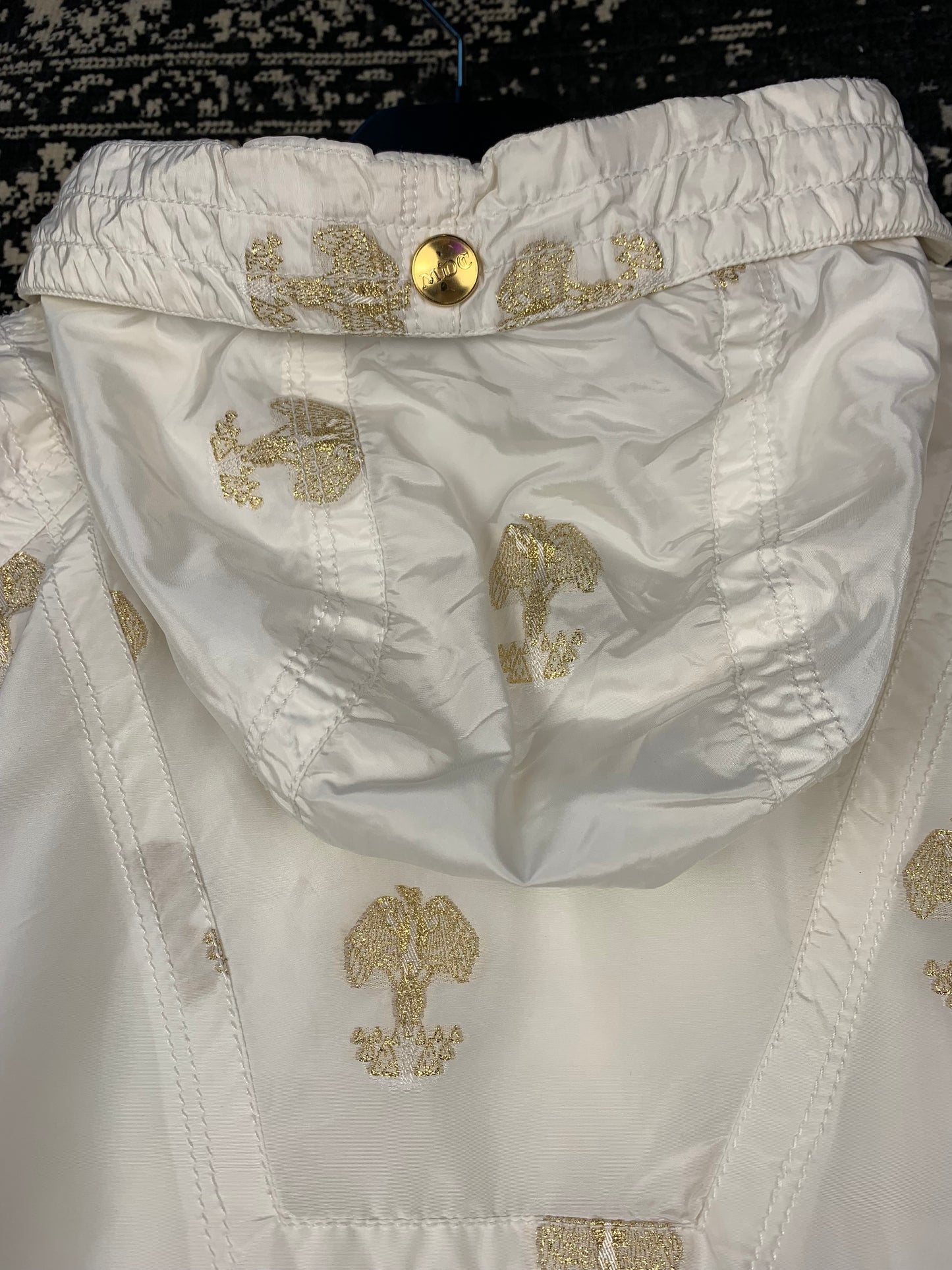 Women's Y2K White and Gold MDC Hooded Windbreaker Jacket