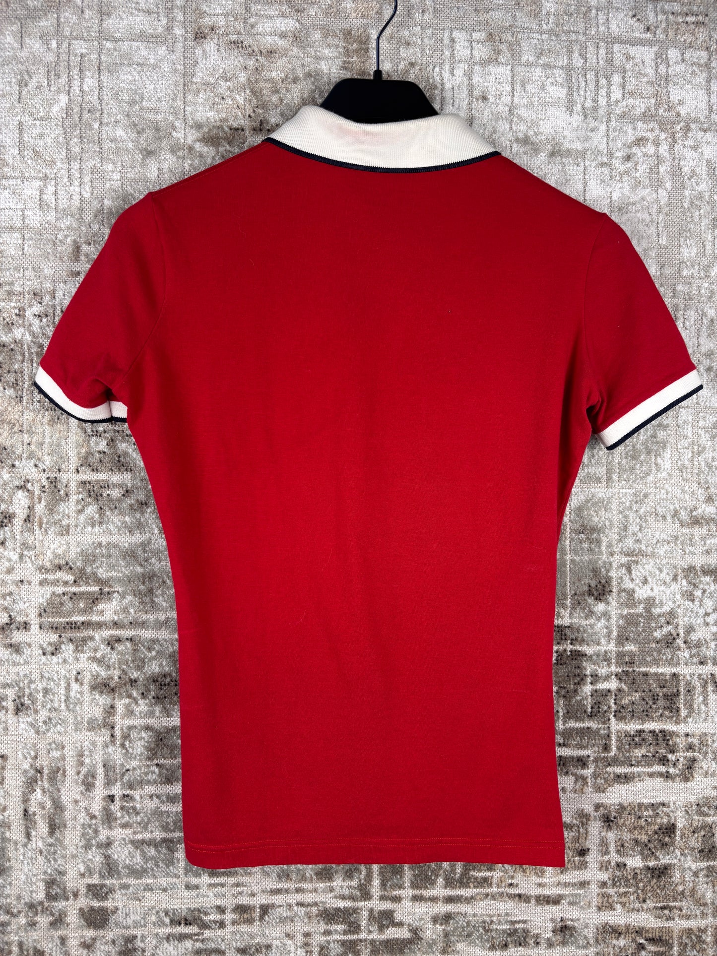 Women's Fred Perry Red Polo Shirt Classic Logo Embroidered Cotton Top