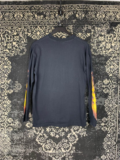 Men's Vintage Devil Print Graphic Black Longsleeve Shirt