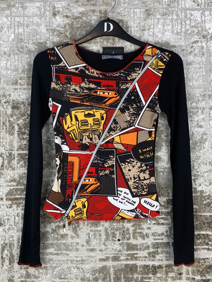 Womens Vintage Y2K Comic Graphic Long Sleeve Top