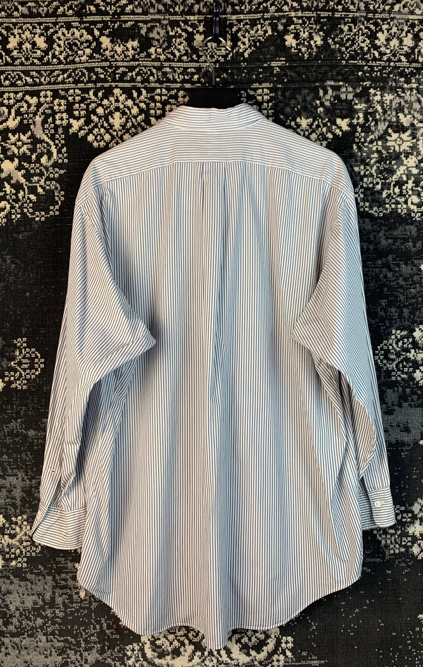 Men’s Vintage Polo Ralph Lauren Blue White Striped Button-Up Shirt