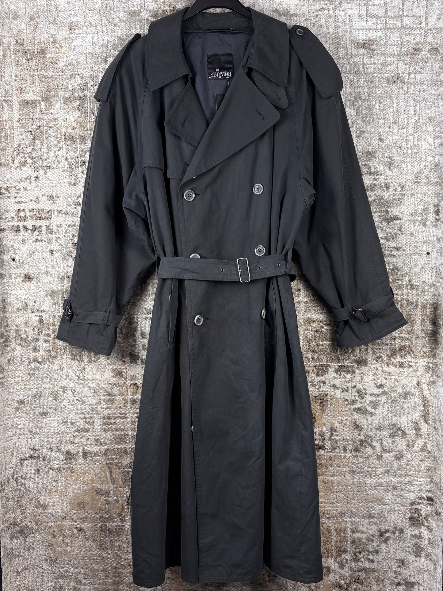 Mens Vintage Senator Dark Gray Trench Coat