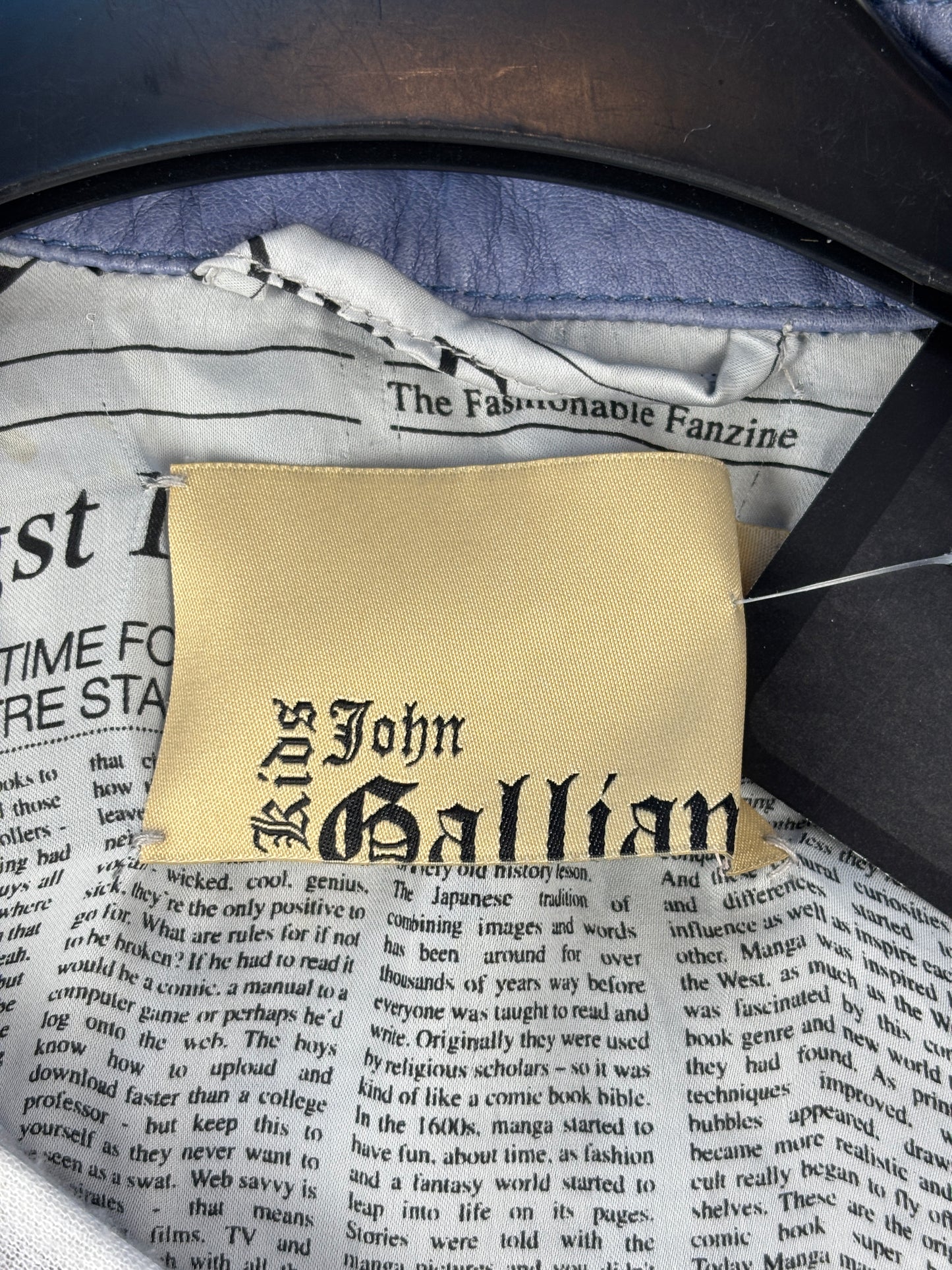 Kids Vintage John Galliano Blue Leather Jacket