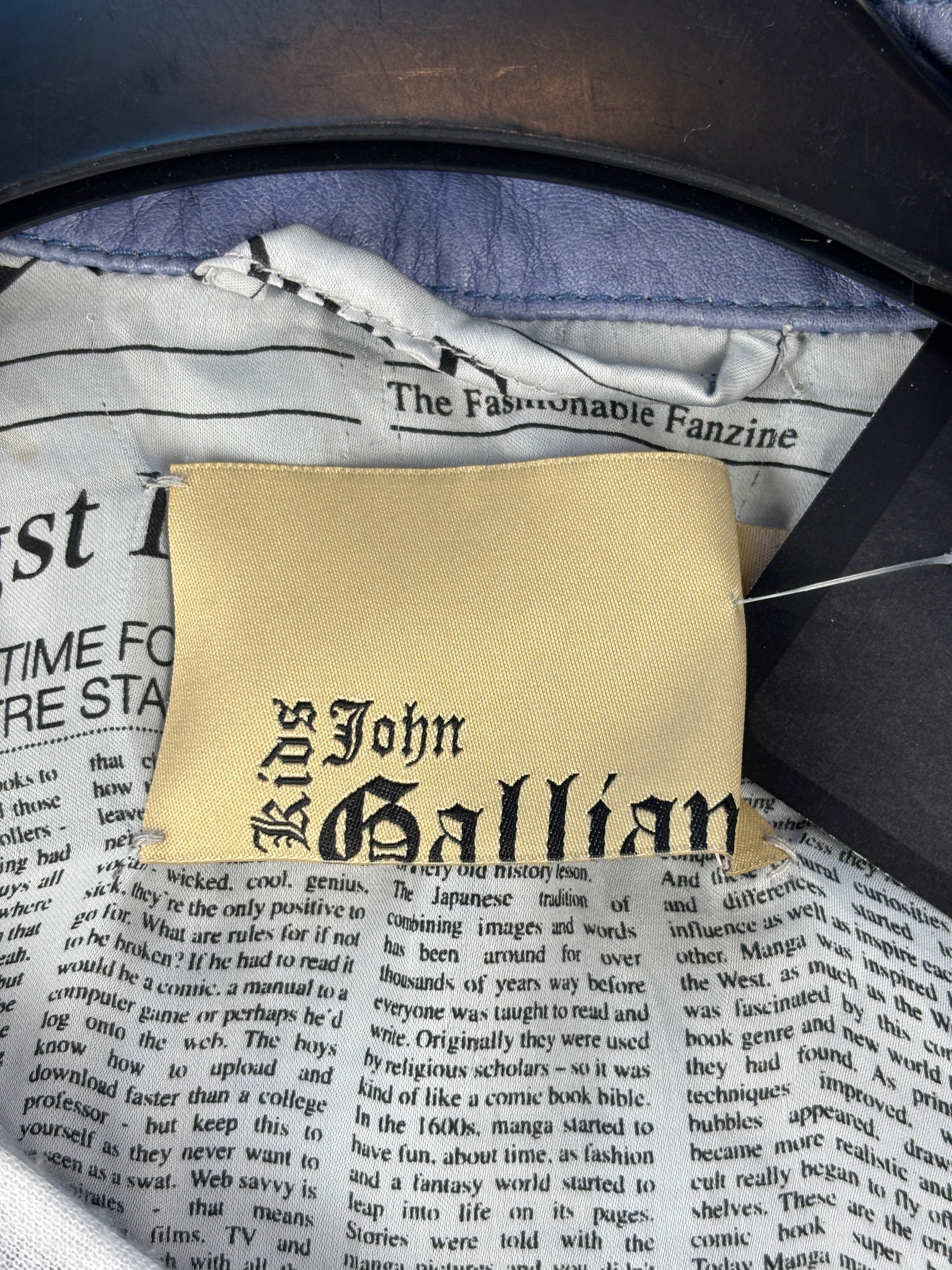 Kids Vintage John Galliano Blue Leather Jacket
