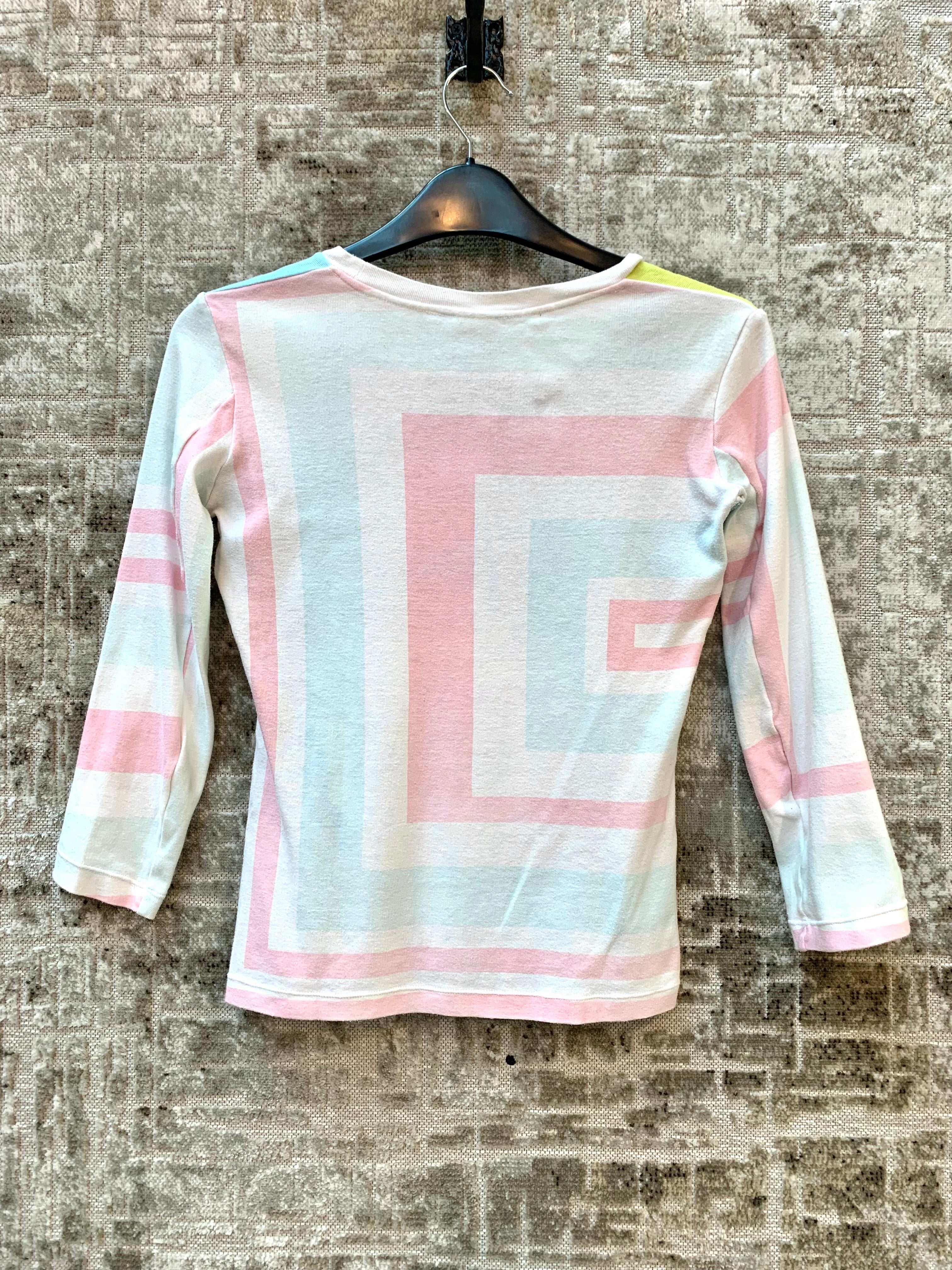 Blue Tower Barcelona Y2K Pop Art Graphic Long Sleeve Top