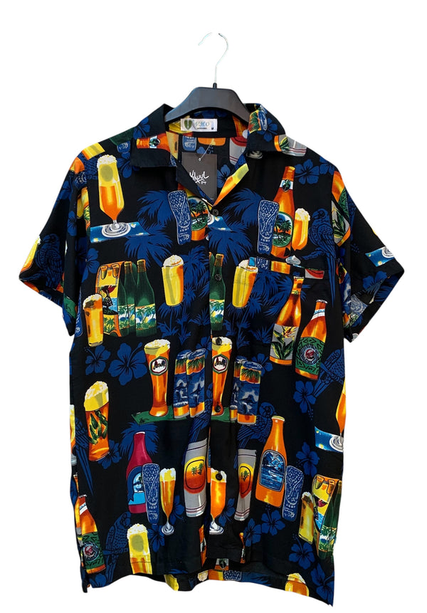 Mens Y2K V.H.O Hawaiian Multicolor Button Up Shirt