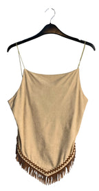 Faux Suede Fringe Cami Top