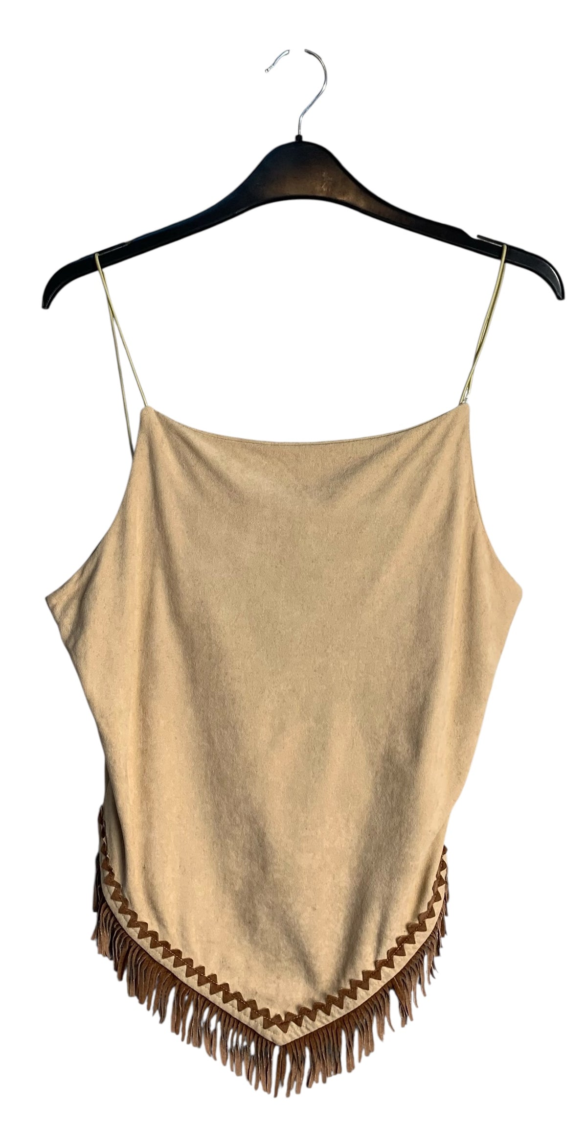 Faux Suede Fringe Cami Top