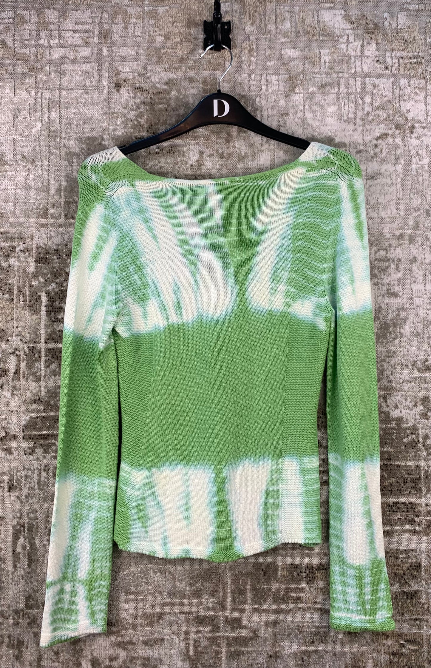 FUTURE Womens Green White Tie Dye Sweater