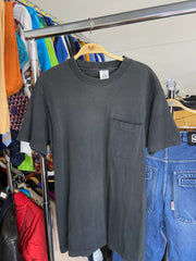Vintage Fruit Of The Loom Shortsleeve Shirt Black Mens M Cotton 80s