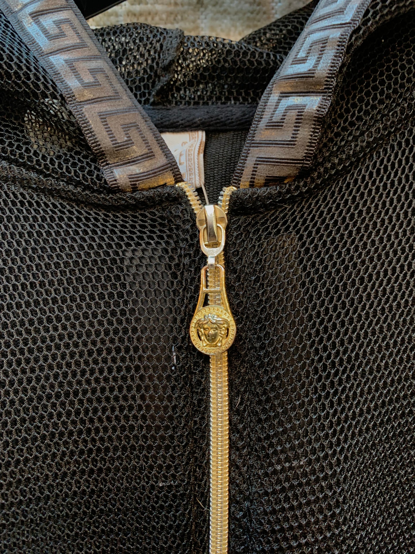 Versace Medusa Greek Key Mesh Zip Hoodie