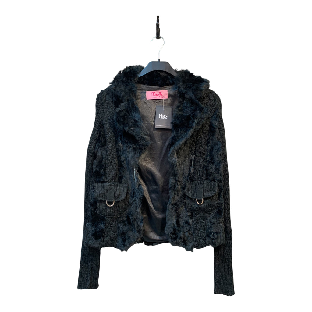 D&A Y2K Fur Panel Cable Knit Jacket