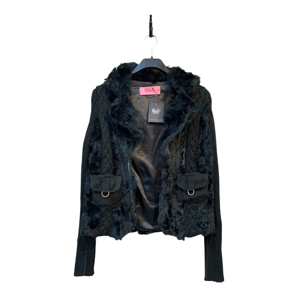 D&A Y2K Fur Panel Cable Knit Jacket