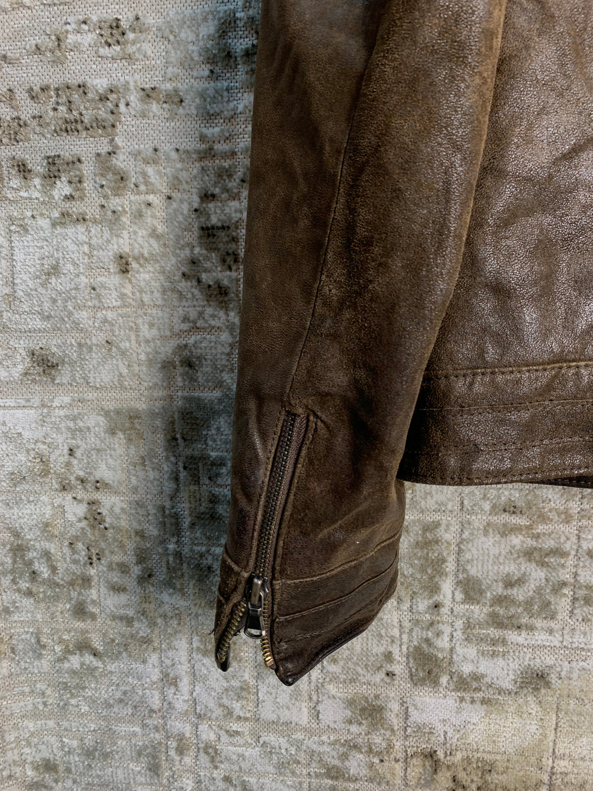 Donar Distressed Brown Leather Moto Jacket
