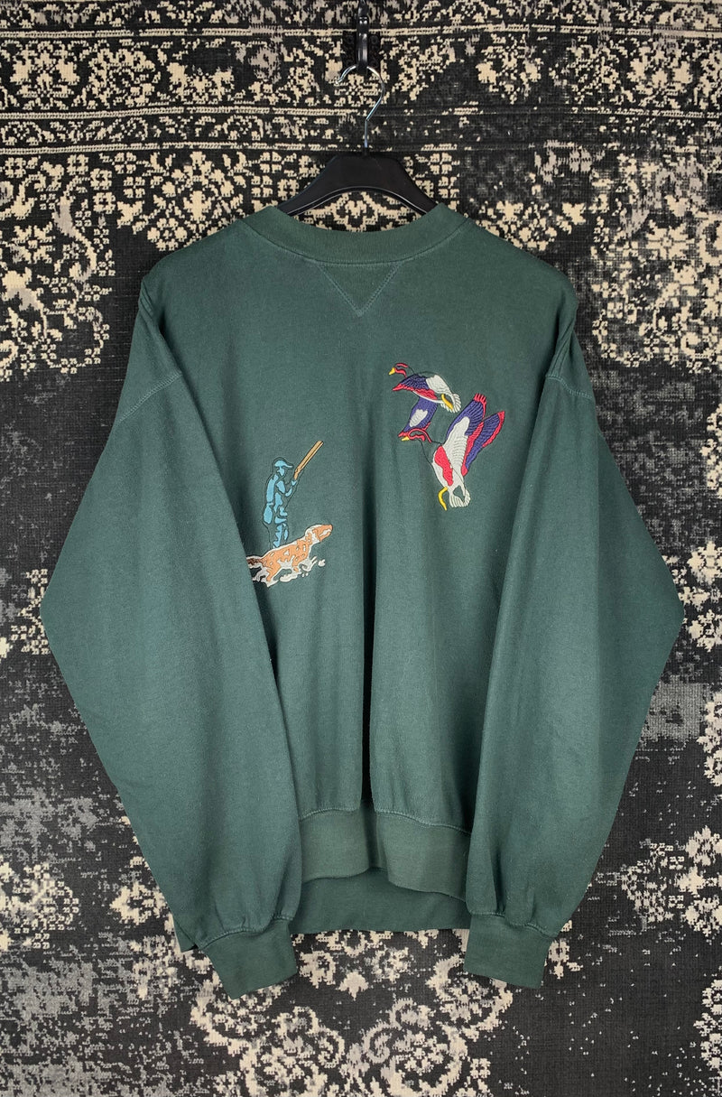 Men's Vintage Boys of Europe Dark Green Embroidered Sweatshirt