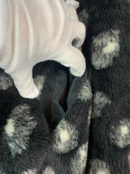 Women's Vintage Black & White Dotted Faux Fur Jacket