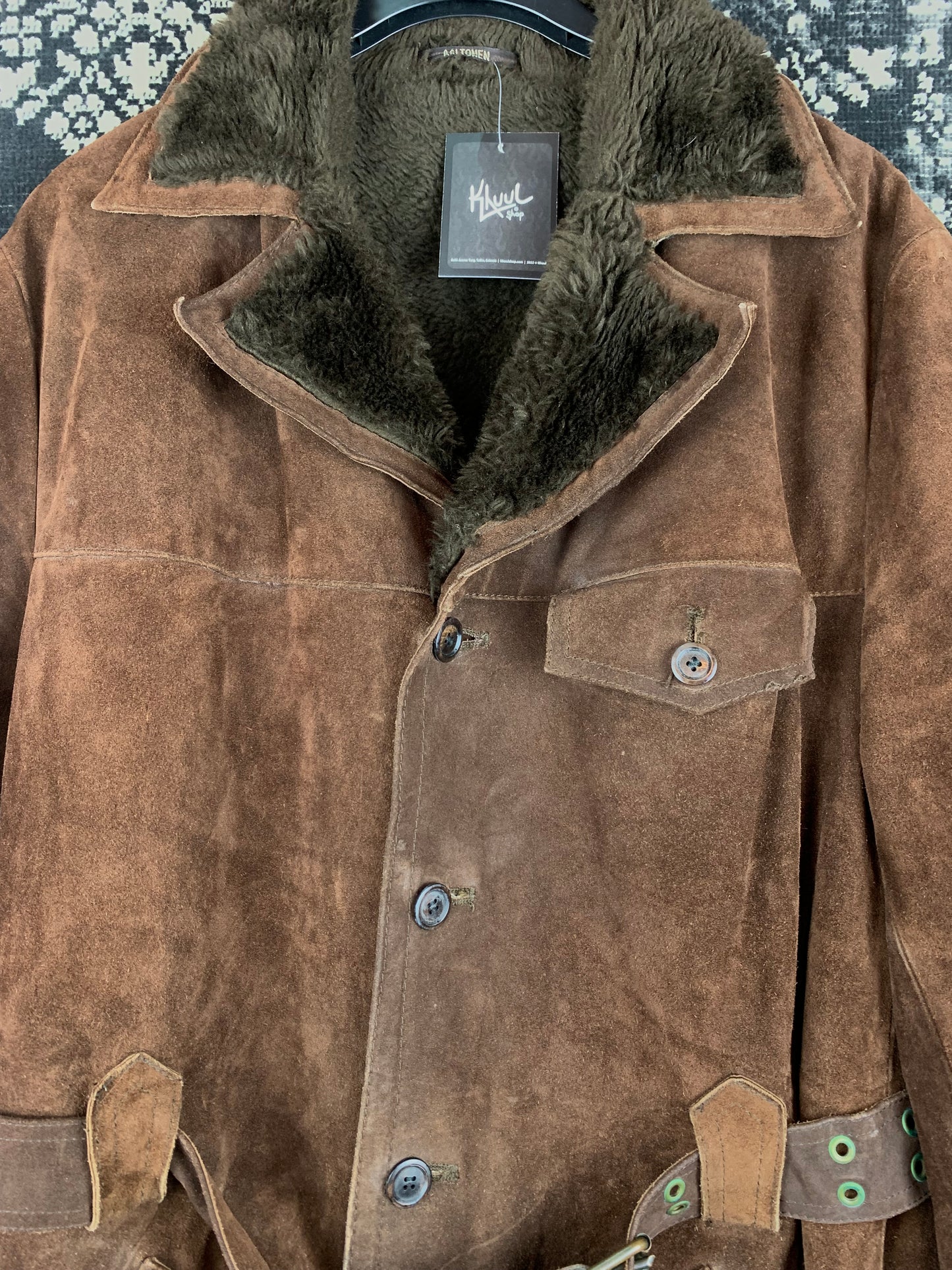 Vintage Aaltonen Brown Suede Long Coat with Belt