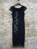 Womens Y2K Black Mesh Midi Dress