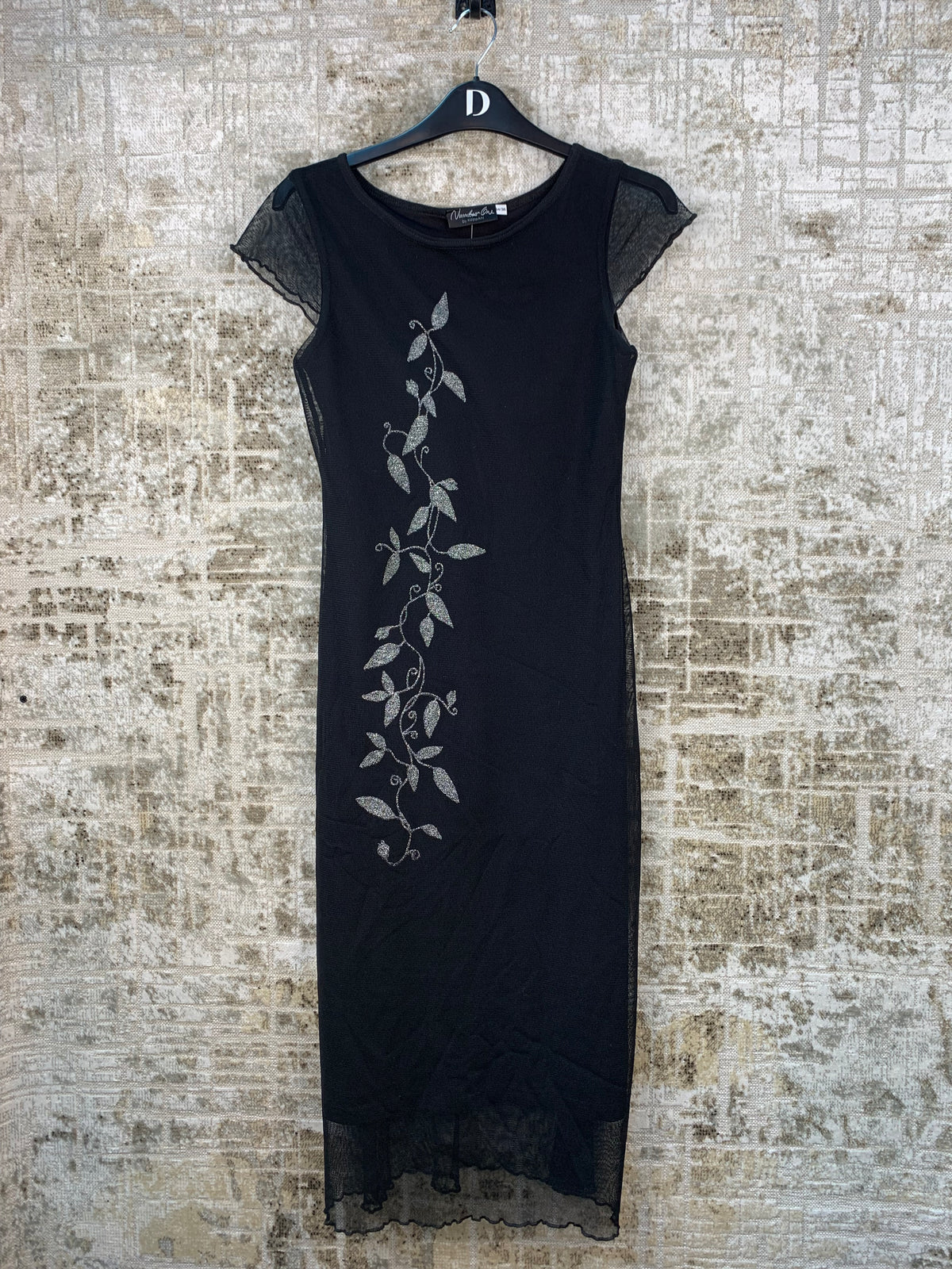 Womens Y2K Black Mesh Midi Dress