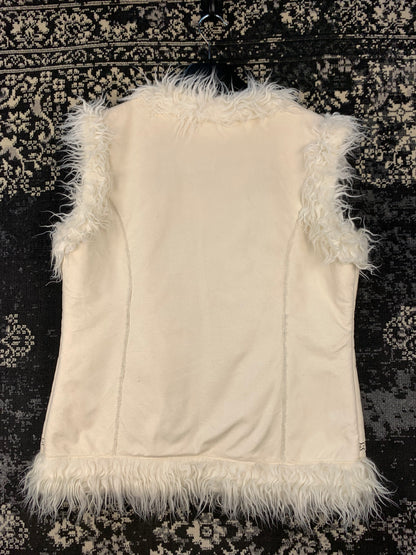 Women's Vintage New York Laundry White Faux Fur Vest