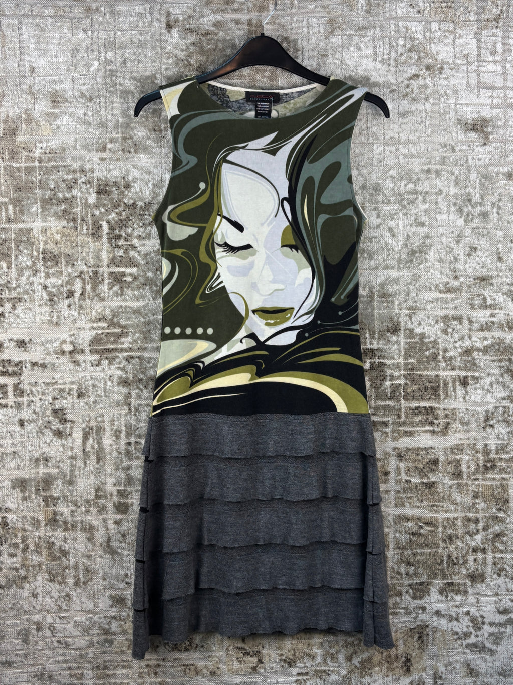 Women's Y2K Custo Barcelona Green Graphic Dress