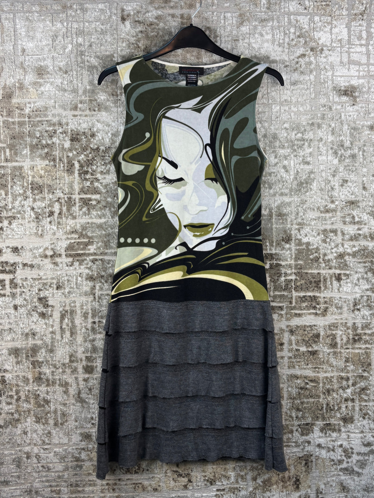 Women's Y2K Custo Barcelona Green Graphic Dress