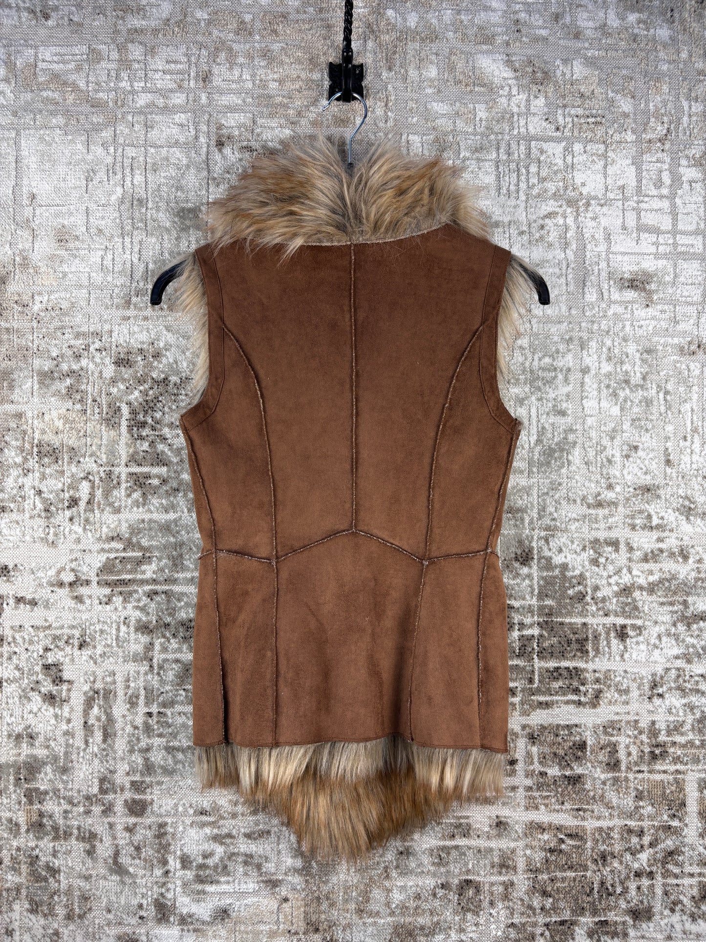 Womens Y2K Brown Faux Suede Vest