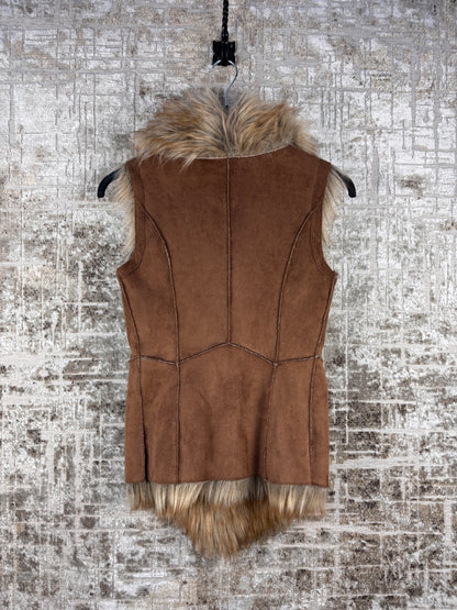 Womens Y2K Brown Faux Suede Vest