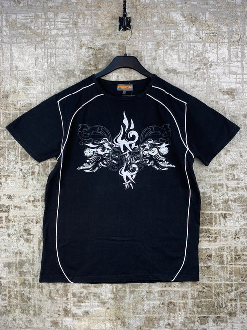 Men's Y2K Black Tribal Graphic T-shirt