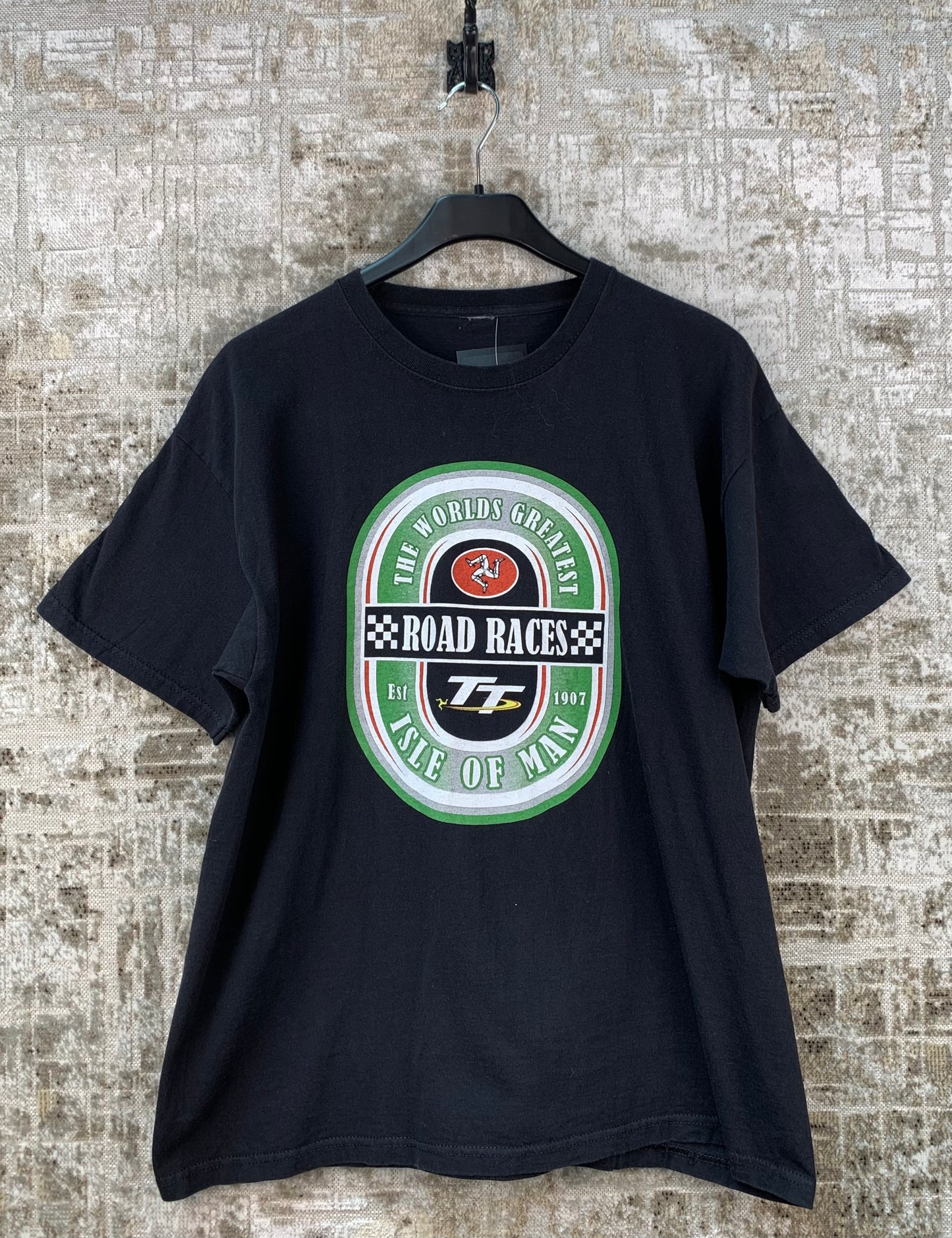 Mens Vintage The Isle Of Man TT Motorcycle Black T Shirt