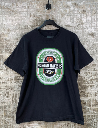 Mens Vintage The Isle Of Man TT Motorcycle Black T Shirt